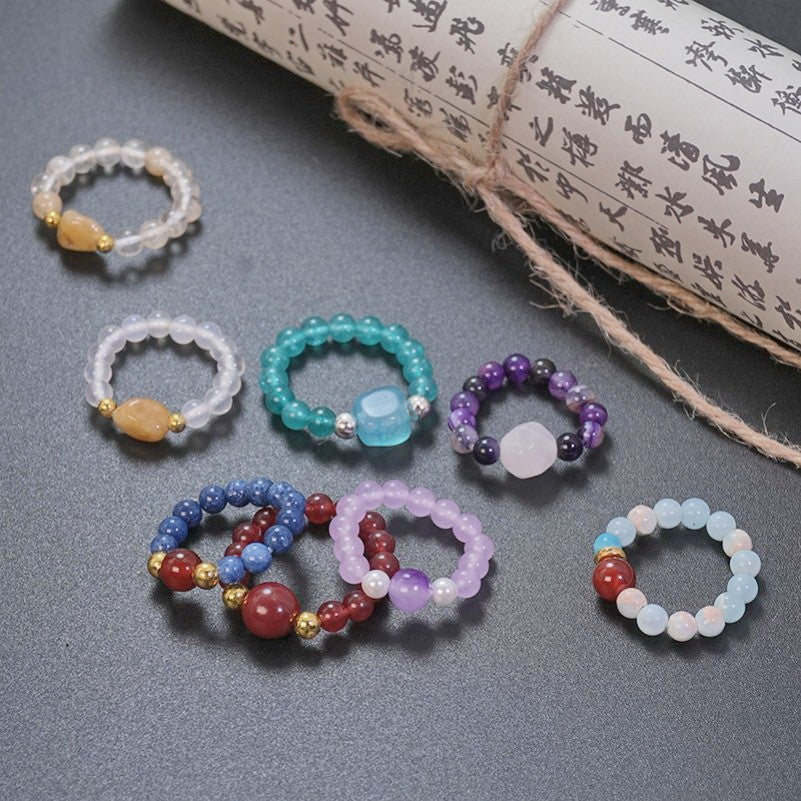 Earthy Natural Stone Beaded Rings | 40R114