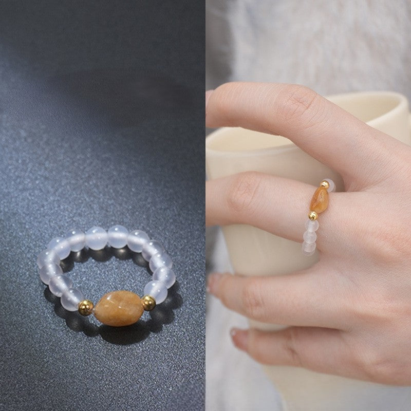 Earthy Natural Stone Beaded Rings | 40R114