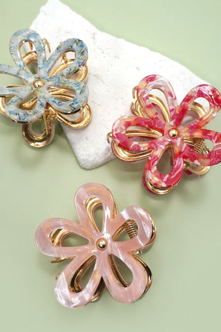 JUMBO PVC CASTING ROUND FLORAL HAIR CLAW CLIPS | 40H986