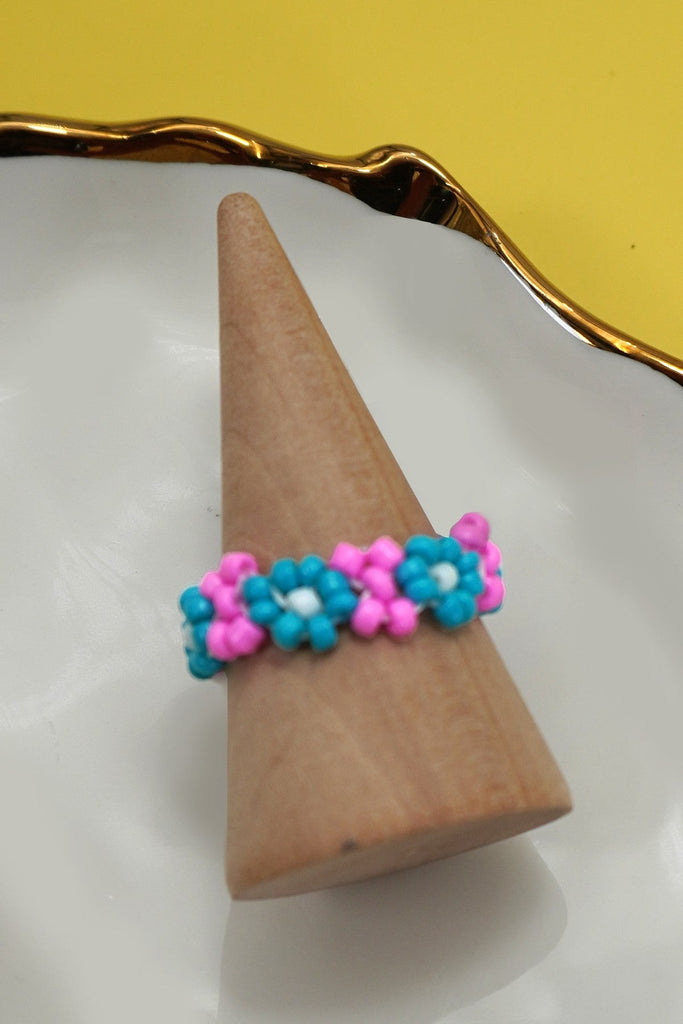 HANDMADE BEADED FLOWER STRETCH RINGS | 40R125