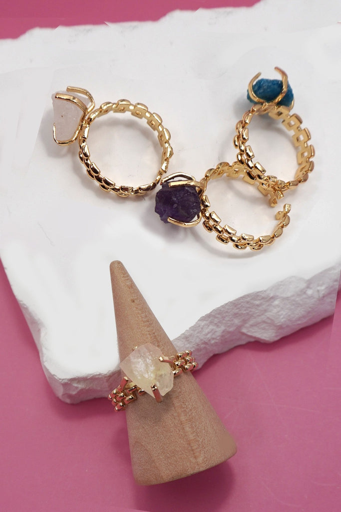 Earthy Natural Stone Gold Watch Band | 40R124