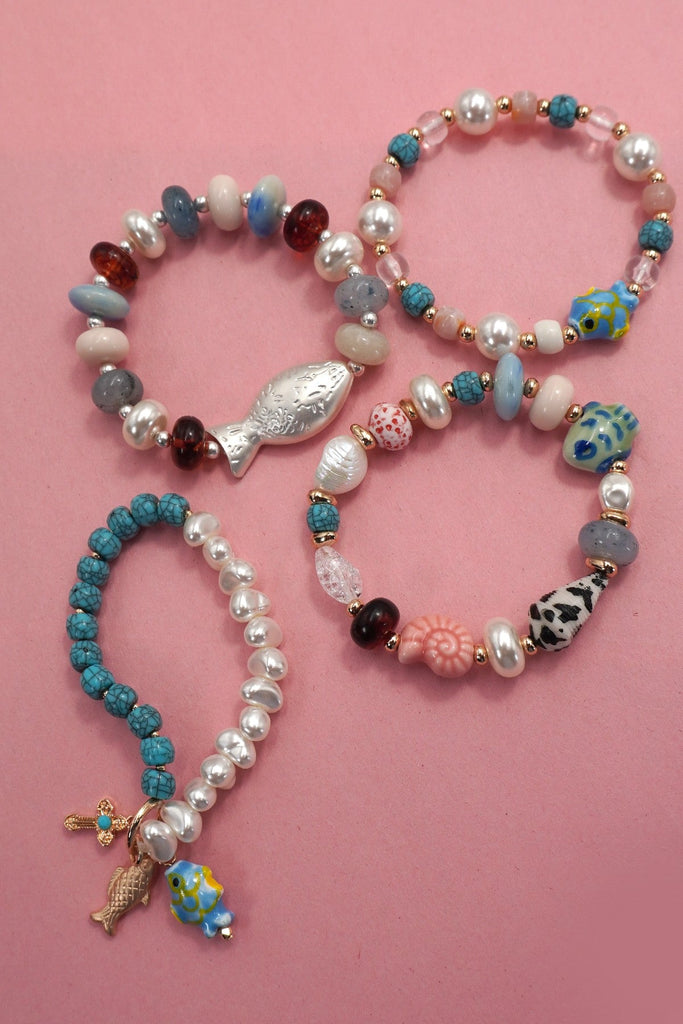 MULTI BEADED PORCELAIN FISH CERAMIC BRACELETS | 80B1365