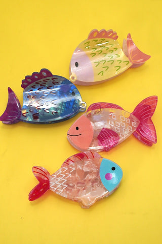 JUMBO VIBRANT OCEAN SEA FISH HAIR CLAW CLIPS | 40H987