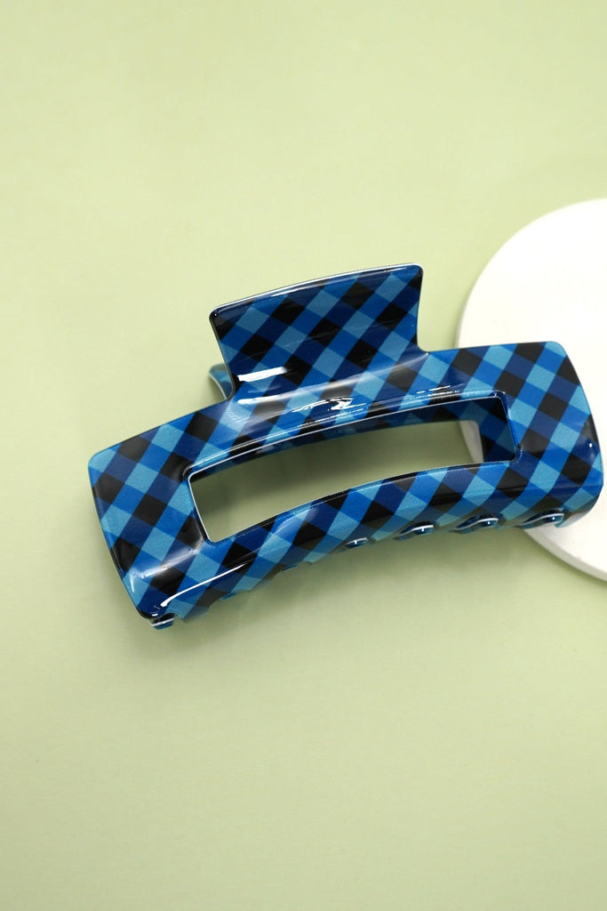 JUMBO MODERN CHECKER DESIGN HAIR CLAW CLIPS | 40H996