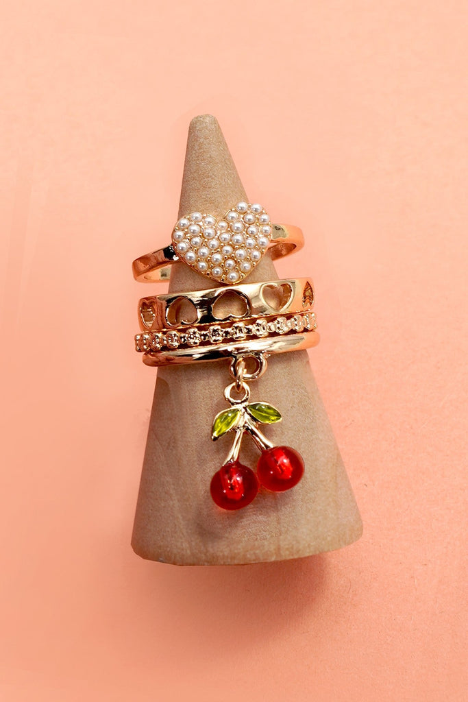 LAYERED MULTI CHERRY PORCELAIN STACKABLE RING SET | 80R055