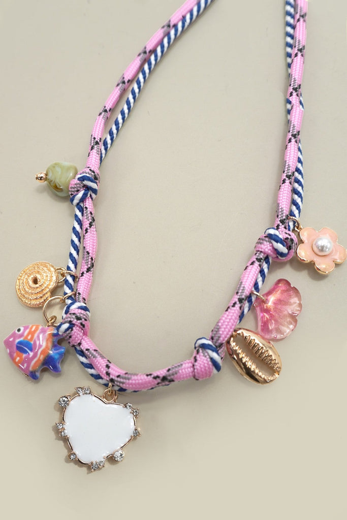 CORD CHARM-PORCELAIN FISH HEART FLOWER NECKLACE | 80N92299