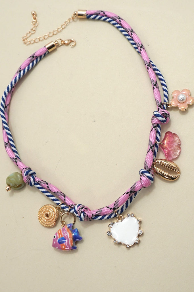 CORD CHARM-PORCELAIN FISH HEART FLOWER NECKLACE | 80N92299