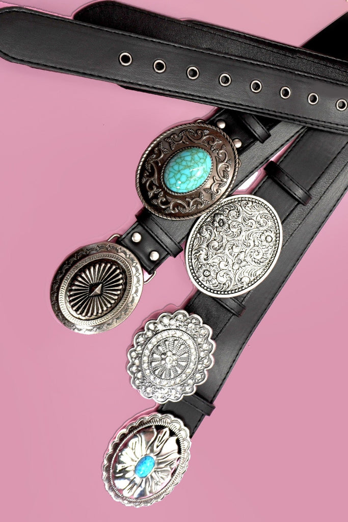 WESTERN OVAL BUCKLE FASHION LEATHER BELT | 40BT655