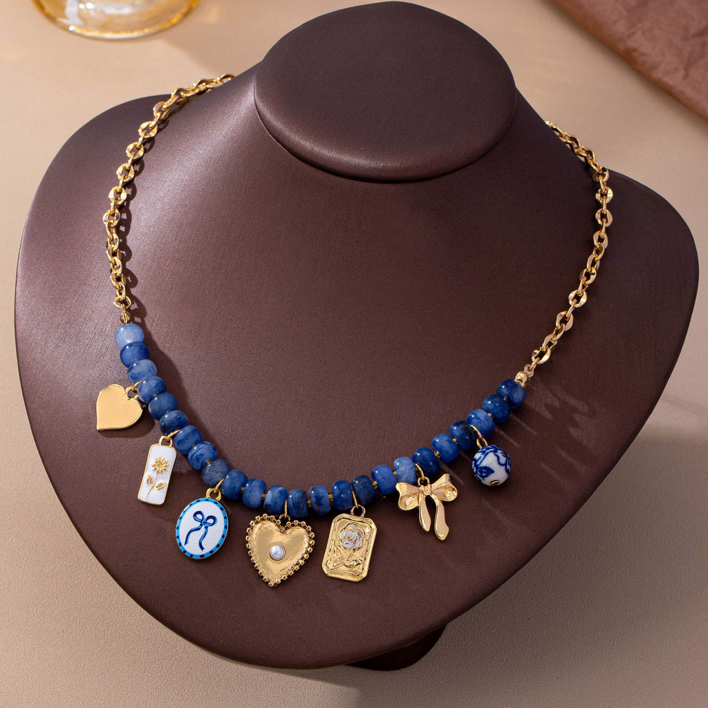Beaded & Gold Chain Multi-Charm Strand Necklace | 80N93913