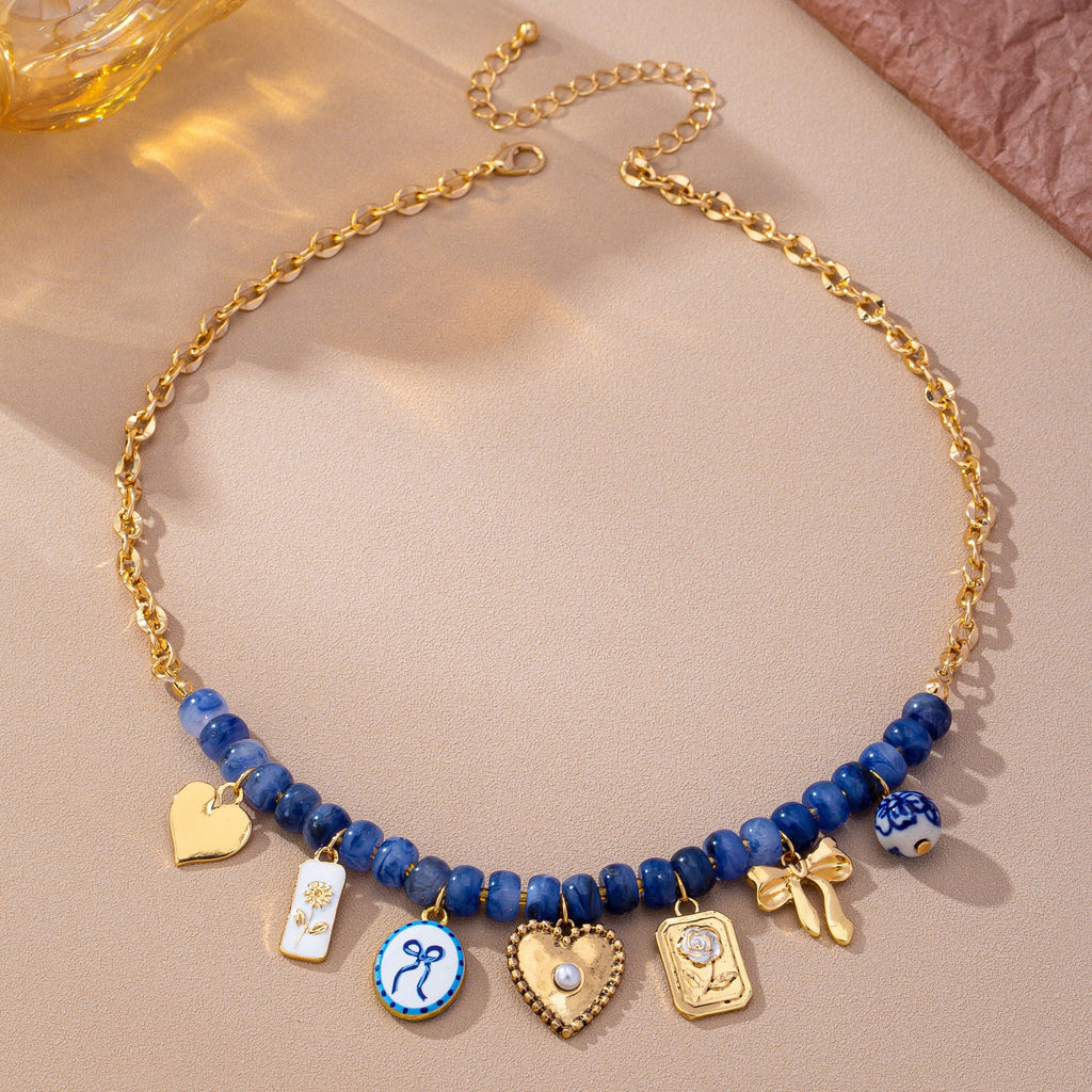 Beaded & Gold Chain Multi-Charm Strand Necklace | 80N93913