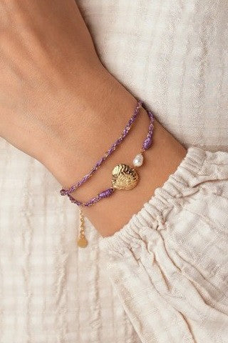 18K STAINLESS STEEL CORDED CHARM BRACELET | 40B5189