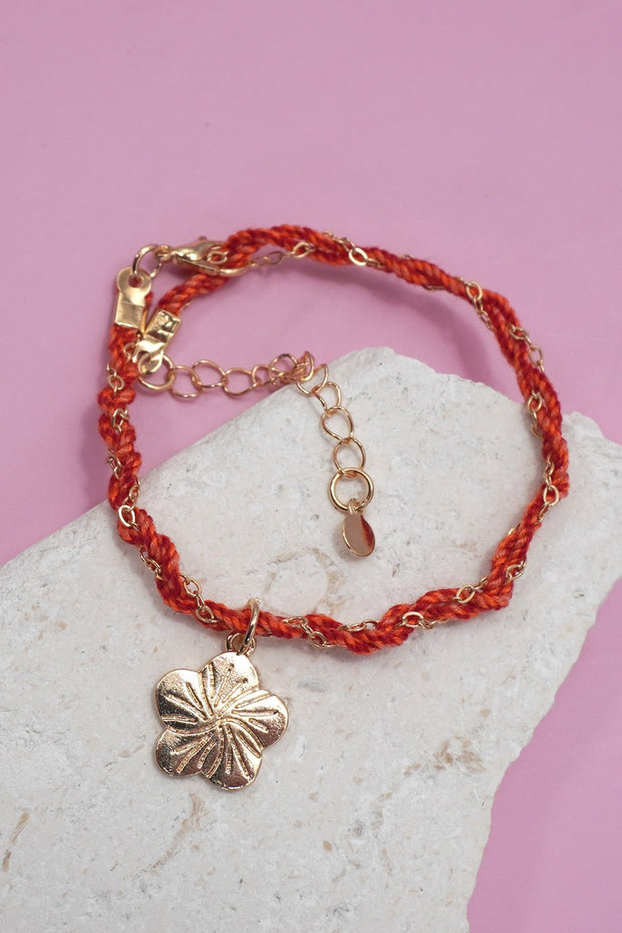 18K STAINLESS STEEL CORDED CHARM BRACELET | 40B5189