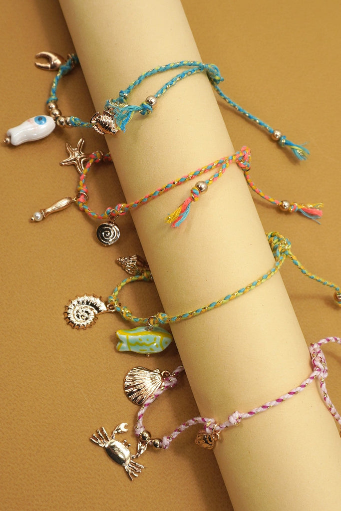 18K STAINLESS STEEL CORDED CHARM BRACELET | 40B5191