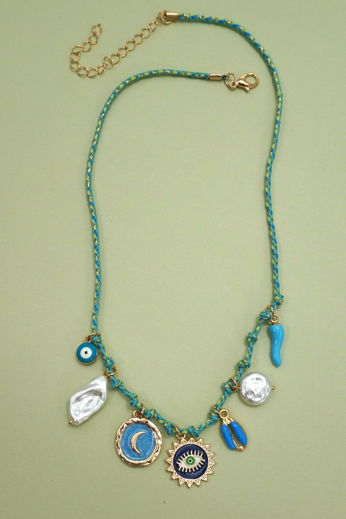 18K STAINLESS STEEL CORDED CHARM NECKLACE | 40NK9554