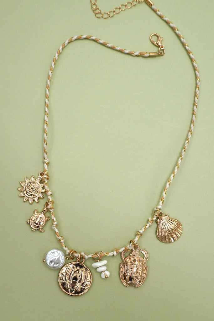 18K STAINLESS STEEL CORDED CHARM NECKLACE | 40NK9554