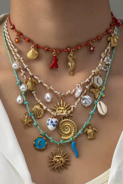 18K STAINLESS STEEL CORDED CHARM NECKLACE | 40NK9554