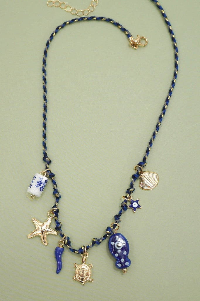 18K STAINLESS STEEL CORDED CHARM NECKLACE | 40NK9554