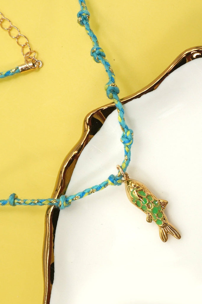 18K STAINLESS STEEL CORDED CHARM NECKLACE | 40NK9555