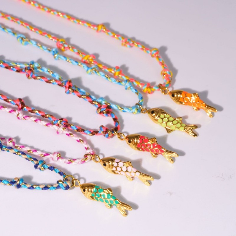 18K STAINLESS STEEL CORDED CHARM NECKLACE | 40NK9555