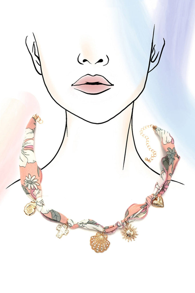 SCARF CHARM NECKLACE-SEASHELL SUN CROSS HEART | 80N92325