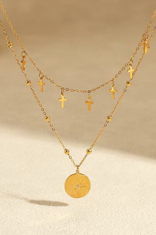 18K STAINLESS STEEL TARNISH FREE CROSS NECKLACE | 40NK9565