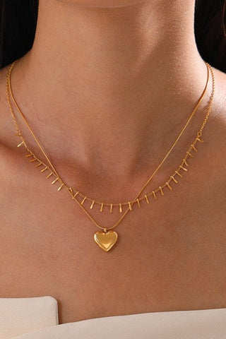 18K STAINLESS STEEL TARNISH FREE HEART NECKLACE | 40NK9566