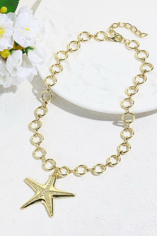 PUFFY STAR CHUNKY CHAIN STATEMENT NECKLACE | 40NK9571