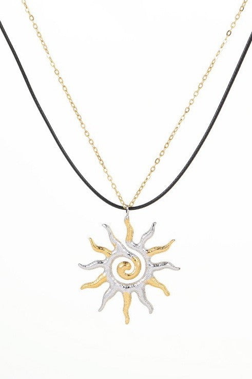 18K STAINLESS STEEL TARNISH FREE SUN NECKLACE | 40NK9570