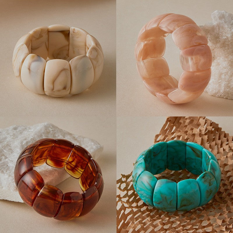 Color-Block Acrylic Stretch Cord Bracelet | 40B5195