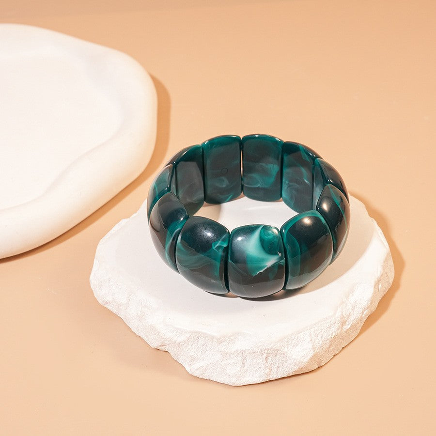 Color-Block Acrylic Stretch Cord Bracelet | 40B5195