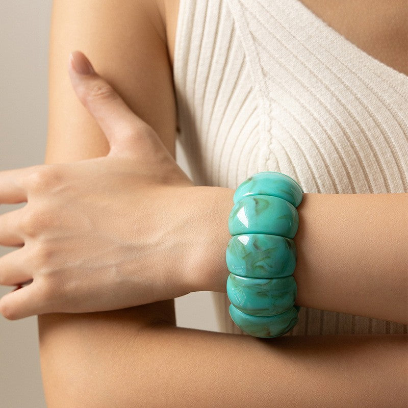 Color-Block Acrylic Stretch Cord Bracelet | 40B5195