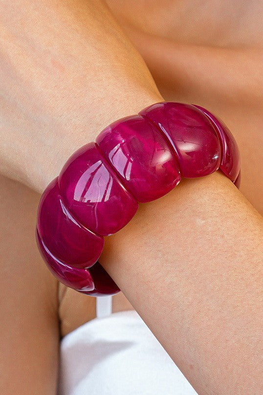 Color-Block Acrylic Stretch Cord Bracelet | 40B5195