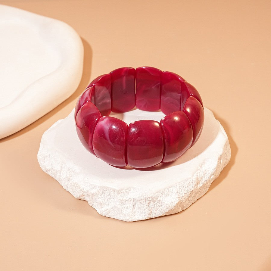 Color-Block Acrylic Stretch Cord Bracelet | 40B5195