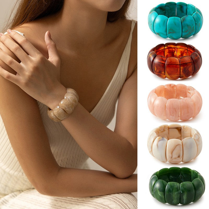 Color-Block Acrylic Stretch Cord Bracelet | 40B5195