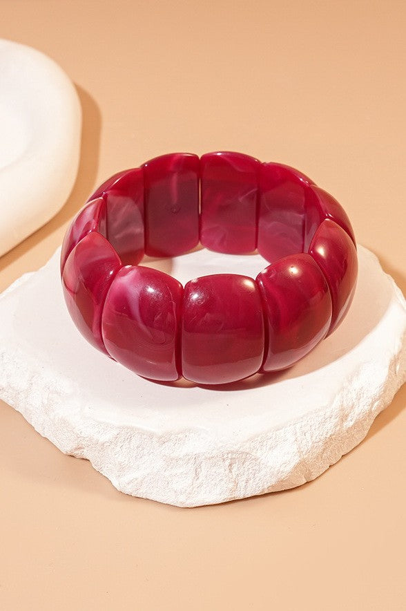 Color-Block Acrylic Stretch Cord Bracelet | 40B5195