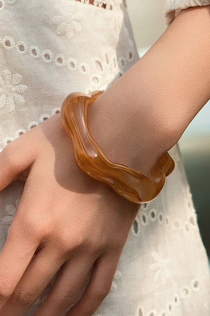Acrylic Wavy Bamboo Design Cuff Bracelet | 40B5196