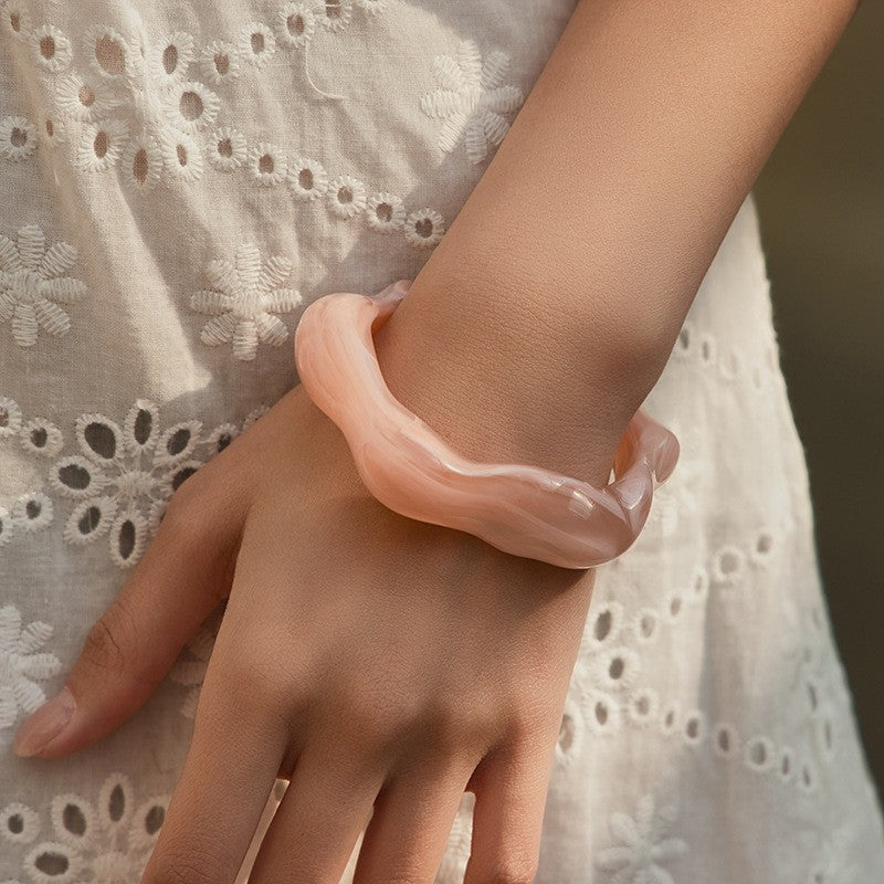 Acrylic Wavy Bamboo Design Cuff Bracelet | 40B5196