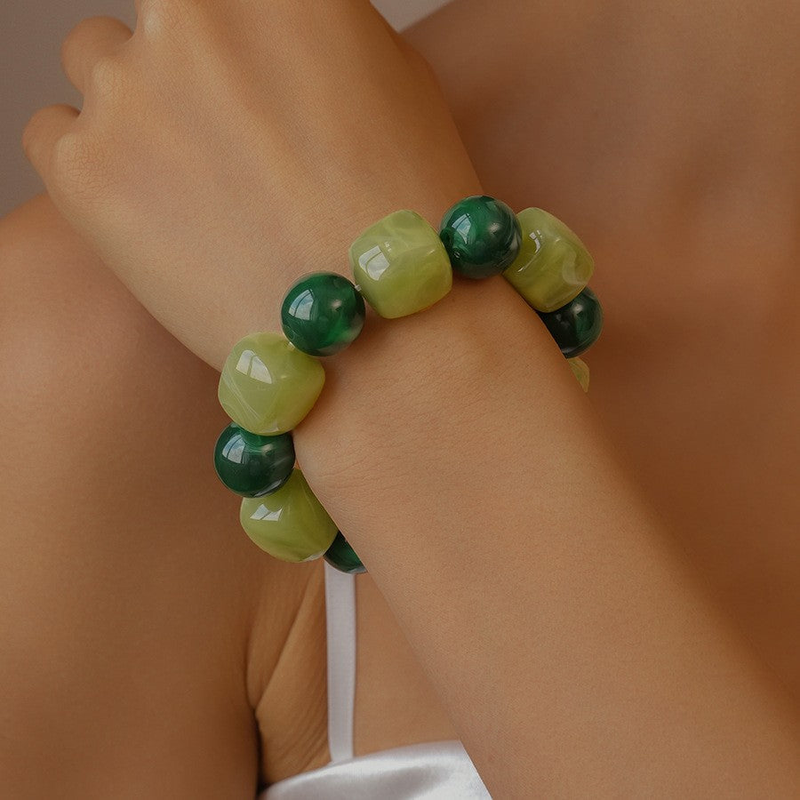 Color-Block Cube Circle Stretch Cord Bracelet | 40B5197