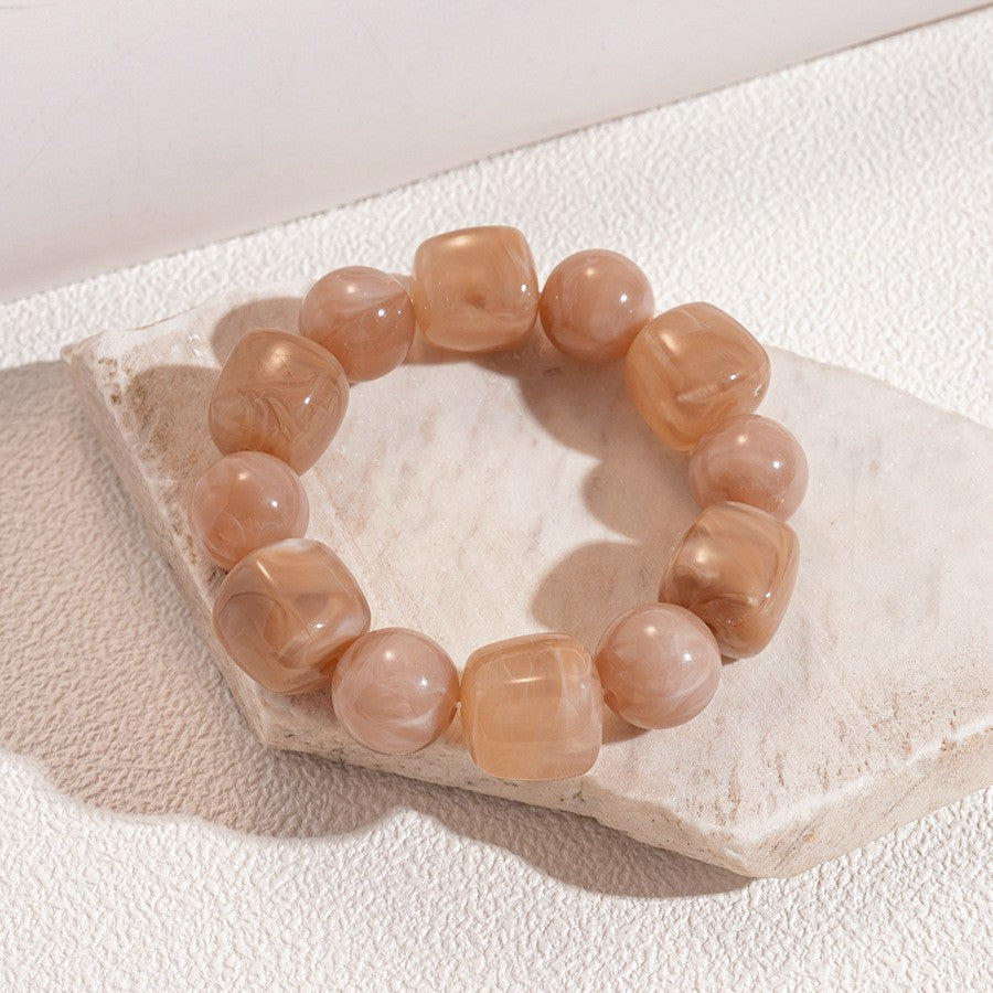 Color-Block Cube Circle Stretch Cord Bracelet | 40B5197