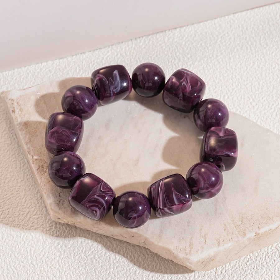 Color-Block Cube Circle Stretch Cord Bracelet | 40B5197