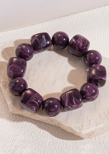 Color-Block Cube Circle Stretch Cord Bracelet | 40B5197