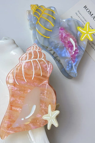 JUMBO OCEAN NAUTICAL CONCH HAIR CLAW CLIPS | 40H1001