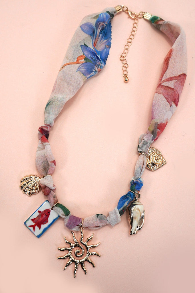 SCARF CHARM NECKLACE-FISH SUN CONCH SEASHELL | 80N92363