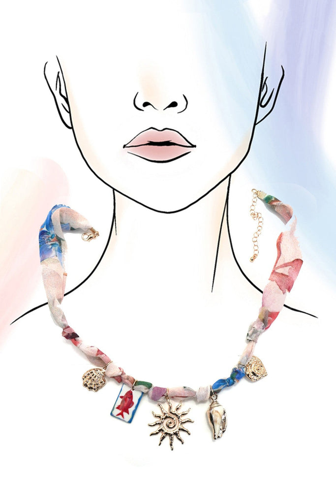 SCARF CHARM NECKLACE-FISH SUN CONCH SEASHELL | 80N92363