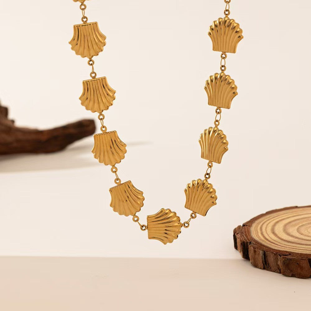 18K STAINLESS STEEL TARNISH FREE SEASHELL NECKLACE | 40NK9581