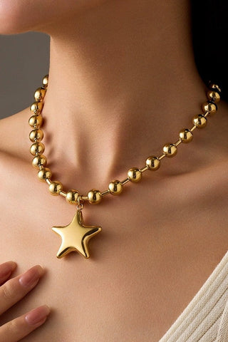 PUFFY STAR CHUNKY BALL CHAIN STATEMENT NECKLACE | 40NK9584