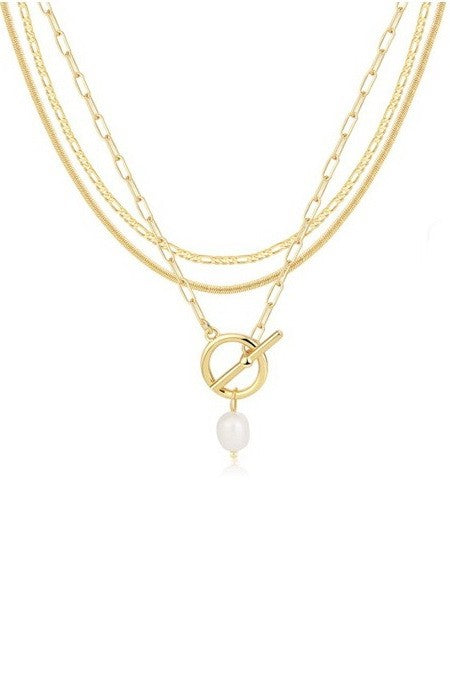 18K STAINLESS STEEL TARNISH FREE LAYERED NECKLACE | 40NK9592
