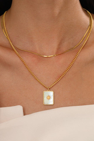 18K STAINLESS STEEL TARNISH FREE SUN NECKLACE | 40NK9589