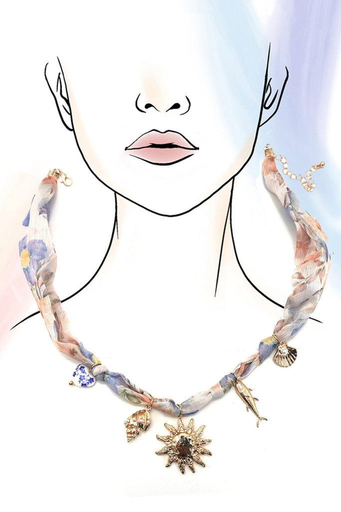SCARF CHARM NECKLACE-SUN FISH SEASHELL | 80N92379