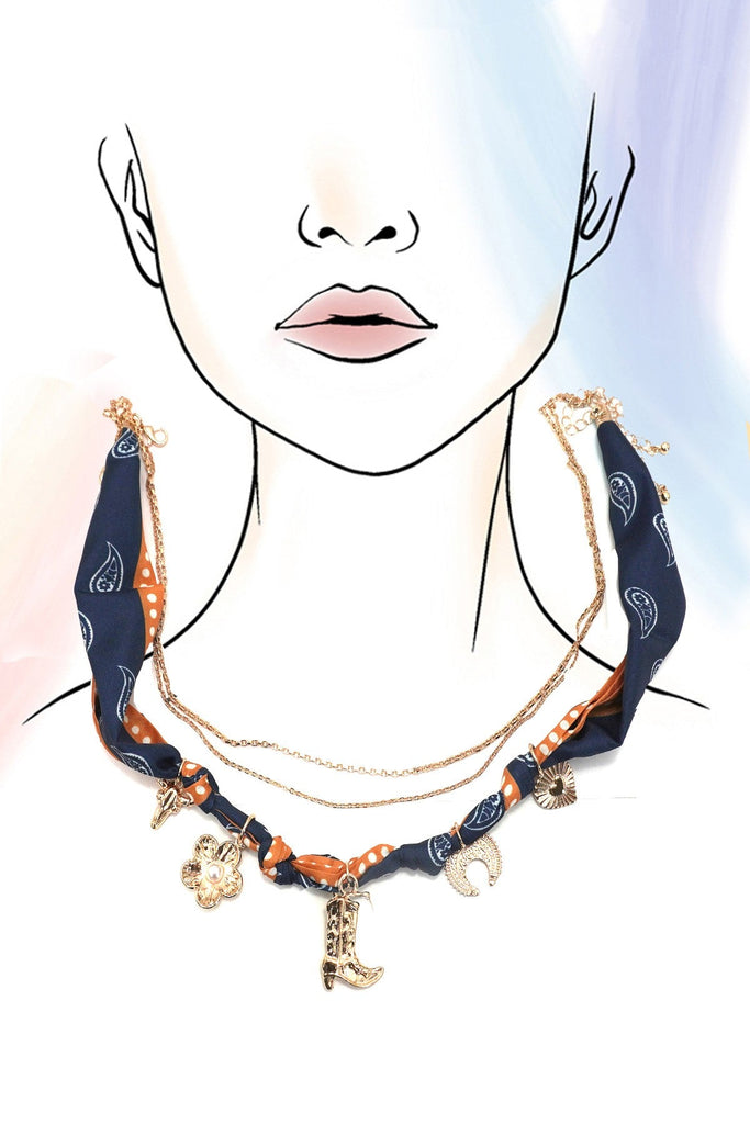 SCARF CHARM NECKLACE-BOOT FLOWER HEART BULL | 80N92394